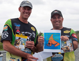 The Redfish Guys, Lee Padrick and Dwayne Smith, after a tournament win.